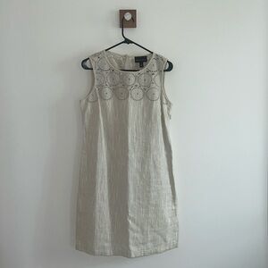 Linen Cotton Blend Shift Dress | Dana Buchman Dress | Size 8 | Natural Fiber